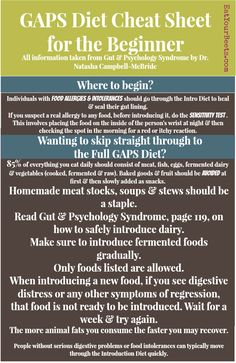 Diet Cheat Sheet, Gaps Intro, Gaps Diet Recipes, Gaps Recipes, Scd Diet, Paleo For Beginners, Healing Diet, Quick Diet, Gaps Diet