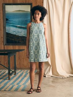 Carini Dress - Tuscan Ikat | Faherty Brand Ikat Cotton Dress, Womens Packing List, Faherty Brand, Tank Jumpsuit, Ikat Dress, Short Dress Styles, Italy Outfits, Western Wear For Women, Ikat Pattern