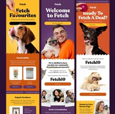 an image of a website design for pet grooming business with two dogs and one cat