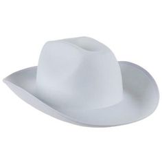 Details: 	 Length: 15" 	 Width: 12" 	 Height: 6" Saddle up with a stylish new accessory! Cowboy Hat is made of hard felt with a solid white color and is sized to fit most adults. The hat's characteristic tapered top and curled brim make it look just like a cowboy's. Wear it as a part of a costume, or use it to keep the sun out of your eyes! It might not be a whole ten gallons, but this hat will bring lots of western style to your look. White Fedora With Curved Brim For Rodeo, Western White Hat With Curved Brim, White Fedora Hat For Rodeo, White Western Hat With Short Brim, White Wide Brim Top Hat In Western Style, White Brimmed Fedora For Rodeo, White Western Hat With Flat Brim, White Flat Brim Fedora For Western-themed Events, White Wide Brim Western Hat