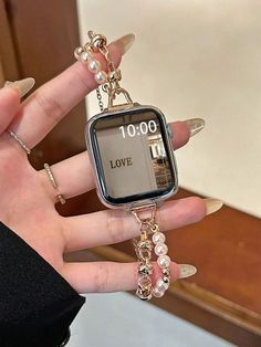 Type:Watch Accessories \nColor:White \nMaterial:Stainless Steel \nApplicable Brand:Apple \n Fancy Watches, White Pearl Bracelet, Gift For Students, Faux Pearl Bracelet, Band Fits, Apple Watch Accessories, Jewelry Accessories Ideas, Apple Watch Ultra, Couple Jewelry