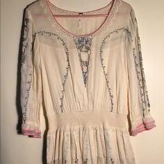 Free People Dress With The Most Beautiful Embroidery And Lace , Love Never Seen Another One Like It ! 100% Cotton , Nwot Fitted Long Sleeve Embroidered Dress For Summer, Bohemian Pink Dress With Intricate Embroidery, Bohemian Embroidered Long Sleeve Dress With Lace Trim, Bohemian Long Sleeve Embroidered Dress With Lace Trim, Bohemian Embroidered Fitted Dress With Long Sleeves, Pink Feminine Dress With Intricate Embroidery, Long Sleeve Bohemian Dress With Lace Trim, Pink Dresses With Intricate Embroidery, Cream Spring Dress With Embroidered Hem