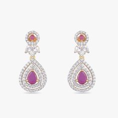 Inaya Nakshatra CZ Necklace Set | Indian Necklace Online - Tarinika Festive Fusion Ruby Jewelry, Elegant Dual-tone Pendant Jewelry, Elegant White Jewelry For Navratri, Festive Teardrop Jewelry For Gifts, Festive Teardrop Jewelry Gift, Bollywood Necklace With Matching Earrings As Gift, Bollywood Style Necklaces With Matching Earrings As Gift, Diamond Cutdana Necklace For Gift, Ruby Jewelry For Diwali Celebration