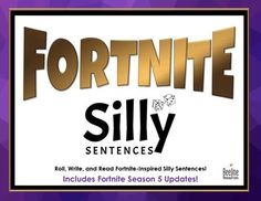 the fortnite silly sign is in front of a purple background with gold foil