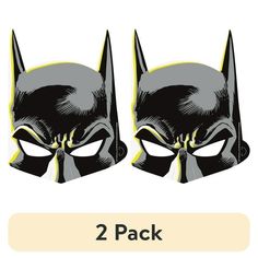 two batman masks are shown with the words 2 pack on each one and below them