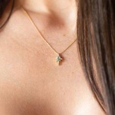 Ocean Star Aquamarine Necklace – Azura New York March Meaning, Topaz Yellow, Shine Like A Star, Water Powers, Necklace Star, Blue Topaz Necklace, Aquamarine Necklace, Topaz Necklace, Dainty Gold Necklace