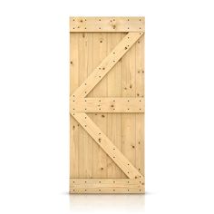 an open wooden door on a white background