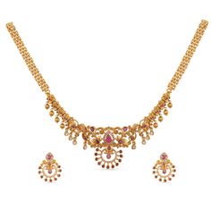 PRICES MAY VARY. MATERIAL: Akshi jewelry set is made out of Brass with high quality Gold-Plating. This Floral theme piece is studded with opulent white red cubic zirconia stones. FEATURE: This traditional jewelry set includes 1 pair stud earrings and 1 necklace, length (Choker- 14 cm, Earrings- 3 cm) and weight (Choker- 25 gm, Earrings- 6 gm). The necklaces comes with Fishhook closure and has adjustable length. GIFTING: This necklace set arrives in unique and stylish packaging, making it a wonde Indian Jewelry Simple, Indian Jewelry Set, Indian Choker, Traditional Indian Jewellery, Choker Jewelry, Choker Set, Indian Jewelry Sets, Jewelry Simple, Gold Choker