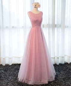 Prom Dresses Pink Long, Dresses Pink Long, Styled Clothes, Simple Prom Dresses, Prom Dresses Pink, Tulle Long Prom Dress, Prom Dress Lace, Tulle Bridesmaid, Women Dress Collection