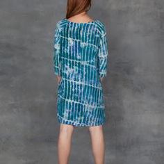 Osei Duro Blue Silk 3/4 Sleeve Tunic Dress