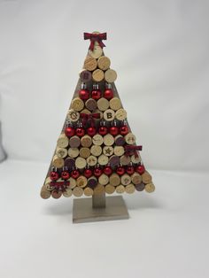 a christmas tree made out of wine corks