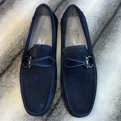 Salvatore Ferragamo Front 4 Dark Blue Buc Suede Driver Loafers Nwt Msrp $750 Mens Size: 8 E Brand New Never Worn With Dust Bag And Shoe Box Accepting Offers Have Other Sizes Available In This Color, Style Elegant Blue Moccasins For Business, Navy Suede Loafers For Formal Occasions, Formal Blue Moccasins With Removable Insole, Formal Blue Moccasins With Stitched Sole, Blue Slip-on Boat Shoes For Formal Wear, Elegant Suede Boat Shoes With Leather Sole, Designer Formal Moccasins With Suede Lining, Blue Classic Boat Shoes For Formal Occasions, Formal Blue Moccasins With Suede Lining