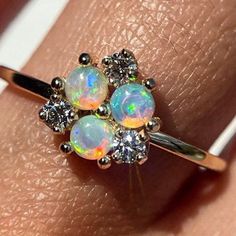 14k Gold Cluster Rings For Gifts, 14k Gold Cluster Ring For A Gift, 14k Gold Cluster Ring Gift, Fine Jewelry Stackable Opal Promise Ring, Silver 14k Gold Opal Promise Ring, Silver Opal Ring In 14k Gold For Promise, Silver Opal Promise Ring In 14k Gold, Stackable Opal Promise Ring In Fine Jewelry Style, Opal Promise Ring With Round Band