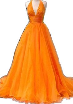 Elegant Orange Halter A-Line Long Party Dress Organza Prom Dress, Long Party Dress, Prom 2023, Handmade Wedding Dresses, Prom Dresses Elegant, Different Dresses, On The Horizon, Party Dress Long, Long Prom Dress