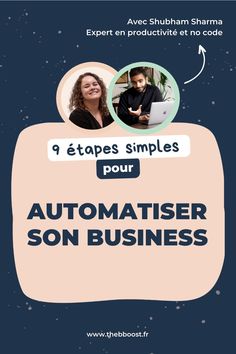 an advertisement with two people in the background and text that reads, automatiser son business