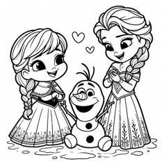 the frozen princess and her friend are talking to each other coloring pages for kids, printable