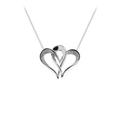 Two of One Heart Necklace, Sterling Silver Diamond Heart Necklace Rhodium Plated, Genuine Natural Diamond Heart Necklace, High Quality Diamond Two of One Heart Necklace, Gift for Mom, Dainty Silver Necklace, Sterling Silver Heart Pendant, Necklace for Her. FEATURES * Sterling Silver Rhodium Plated. * Silver Karat: 925 * Pendant Height: 7/8 Inches (2.3 cm) * Pendant Width: 1 1/8 Inches (2.8 cm) * Diamond weight: 0.12 ct * Diamond color: G-H Color * Diamond clarity: I1-I3 Our Silver necklaces are Formal Double Heart Necklace For Valentine's Day, Double Heart Necklace For Mother's Day Formal Occasion, Formal Double Heart Necklace For Mother's Day, Elegant Heart Necklace For Anniversary, Open Heart Necklace For Anniversary Gift, Formal Heart Pendant Necklace, Open Heart Necklace With Beads For Anniversary, Open Heart Anniversary Necklace With Heart Beads, Formal Open Heart Necklace