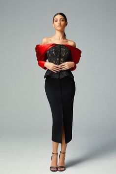 Off shoulder beaded top featuring midi skirt – HerTrove Unique Midi Dresses, Corset Diy, Midi Outfits, Cambodian Dress, Embroidered Corset, Hot Pink Fashion, Dress Name, Formal Tops, Bridal Designers