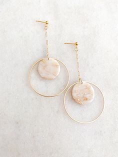 Good Earrings, Marbled Polymer Clay, Free Post, Delicate Earrings, Brass Gold, Modern Earrings, Trending Gifts, So Much Love, Gold Filled Chain