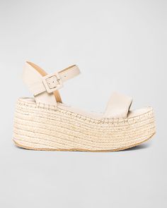 Bernardo "Mallorca" espadrille sandals in smooth Nappa leather     3.00 in / 75 mm wedge heel; 3.00 in / 75 mm platform    Squarecut open toe    Single band upper    Adjustable ankle strap    Rubber outsole    Lining: Leather    Made in Brazil Modern Sandals, Espadrilles Platform, Platform Espadrilles, Jet Setter, Espadrille Sandals, Platform Wedge, Made In Brazil, Fashion Editor, Espadrilles Wedges