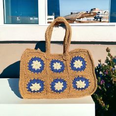 Crochet Raffia Tote Bag Straw Summer Beach Woven Bag Gift - Etsy Brown Crochet Beach Bag, Trendy Knitted Beach Bag, Trendy Brown Crochet Bag For Beach Season, Trendy Knitted Vacation Shoulder Bag, Trendy Knitted Shoulder Bag For Vacation, Brown Crochet Beach Bag With Large Capacity, Large Capacity Brown Crochet Beach Bag, Summer Knitted Shoulder Bag For Daily Use, Casual Crochet Shoulder Bag For Beach Season