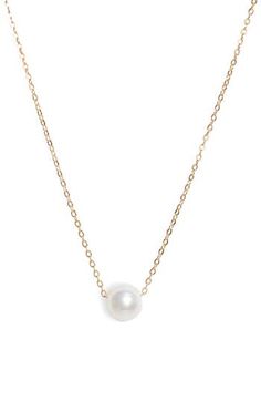 A single freshwater pearl makes a simple yet stunning statement on this delicate chain necklace. 16" length Pearl size: 8mm 14k-gold fill/freshwater pearl Made in the USA Logan Aesthetic, Freshwater Pearl Necklace, Delicate Chain, Freshwater Pearl Necklaces, Pearl Size, On Set, Womens Jewelry Necklace, Fresh Water, Freshwater Pearls