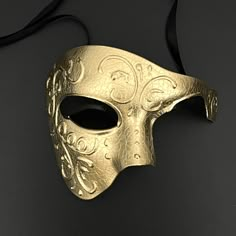 The antique gold mask is a unique way to pay tribute and show your fandom to the iconic musical in style. Gold Masquerade Mask For Men, Mask For Masquerade Ball For Men, Golden Mask Masquerade, Masquerade Mask Aesthetic Male, Mascarade Party Outfit Men, Mascarade Mask For Men, Masquerade Ball Suit, Male Masquerade Mask, Masquerade Mask Aesthetic