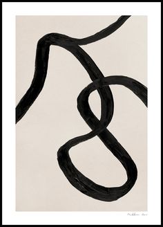 an abstract painting with black lines on a white background, in the shape of a number 8