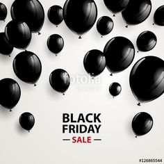 black friday sale poster with balloons flying in the air