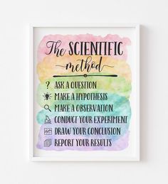 a watercolor poster that says the scientific method