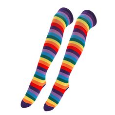 PRICES MAY VARY. Material:It is made of high-quality materials,acrylic,cotton,absorb sweat, prevent silk from falling off, and have bright and saturated colors. Size:Sock length 25.6 inches, fit for US Women shoe Size 6-10,suitable for most people. Novelty Pattern:Rainbow socks knee high stockings and stripes pattern make your whole body look fresh and attractive,suitable to wear with various shoes, such as sneakers, casual shoes and martin boots. For various occasions:Socks are elastic and can Stretch Multicolor Knee-high Socks, Multicolor Stretch Knee-high Socks, Stretch Multicolor Thigh High Socks, Multicolor Stretch Thigh High Socks, Multicolor Thigh High Casual Socks, Multicolor Casual Thigh-high Socks, Casual Multicolor Thigh High Socks, Multicolor Stretch Thigh High Stockings, Multicolor Stretch Thigh-high Stockings