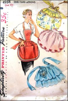 Vintage Apron Pattern, Apron Pattern, Sewing Aprons, Beginner Sewing Projects Easy, Aprons Patterns, Leftover Fabric, Aprons Vintage, Retro Mode, Old Fashion