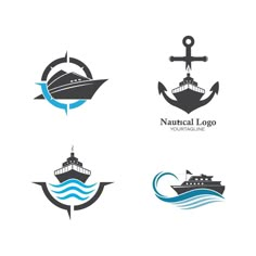 four different logos with ships and anchors