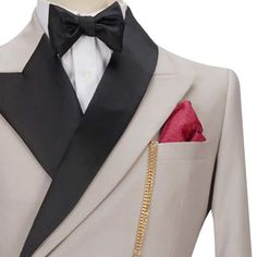 Package Includes: 1 x Jacket - 1 x Pant

Purchase the bespoke cream tuxedo now or customize it to your exact measurements- at no additional cost- using the “customize now,” option below. Our digital tailoring team will work closely with you to craft the perfect bespoke tuxedo per your requirements.

 	Fabric: 120s
 	Lining Fabric: Silk
 	Pattern: Solid
 	Construction: Half Canvas
 	Seasonality: All Season
 	Jacket: 1 Side Peak Lapel, 1 Side Shawl, Flap Pockets, Single Button Closure
 	Trouser: F Custom Fit Tuxedo Suits For Tailoring, Tailored Fitted Tuxedo With Suit Collar, Cream Long Sleeve Tuxedo For Formal Occasions, Elegant Cream Tuxedo For Business, Beige Fitted Tuxedo For Wedding, Elegant Beige Tuxedo For Formal Occasions, Fitted Beige Suit For Formal Occasions, Beige Fitted Suit For Formal Occasions, Elegant Beige Formal Tuxedo