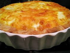 a baked dish sitting on top of an oven