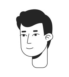 Handsome young man with peaceful smile monochrome flat linear character head. Nice guy. Editable outline hand drawn human face icon. 2D cartoon spot vector avatar illustration for animation Head Comic, Human Face, Comic Character, A Good Man