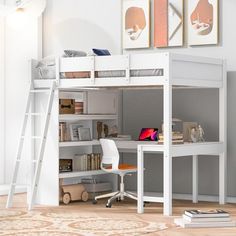 Read reviews and buy Full Size Loft Bed with L-Shaped Desk and Storage Shelf, White 4Q - ModernLuxe at Target. Choose from contactless Same Day Delivery, Drive Up and more. Full Size Locker Loft Bed With Desk, Small Room With Queen Bed Loft Desk Storage Craft, Loft Bed Woth Desk, Full Size Loft Bed, Bed With Wardrobe, Loft Bed With Desk, Bed With Desk, Loft Bunk Beds, Platform Storage