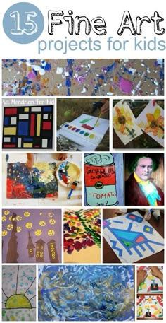 collage of fine art projects for kids