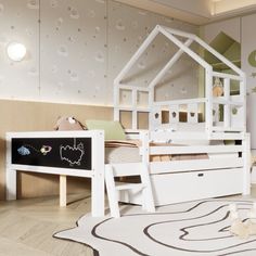 The bed is shaped like a loft window, which expands your child's activity space. The bed is paired with 2pcs 53.7*10 inches chalkboards at the end of the bed, which can be written on both sides, making it a cost-effective bed that combines entertainment and sleeping functions. The side of the bed comes with a star hollowed out decorative panel, the unique design allows you to add imagination and sense of fun to your child's bedroom. Product Information Overall Dimensions:79"L63"W74"H Size:Full M Blackboard Design, Full Size House Bed, Loft Windows, Bed With Ladder, Mdf Color, Orchard House, Ladder Storage, Pine Plywood, Kid Bedroom