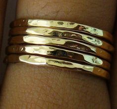 Hammered 5 Band Gold Stacking Ring Set on Etsy, $49.00 5 Golden Rings, Five Gold Rings, Five Golden Rings, Hammered Gold Ring, Golden Bracelet, Black Diamond Bracelet, Chic Winter Style, Golden Rings, Rings Sapphire