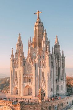 a large cathedral with many spires on top of it