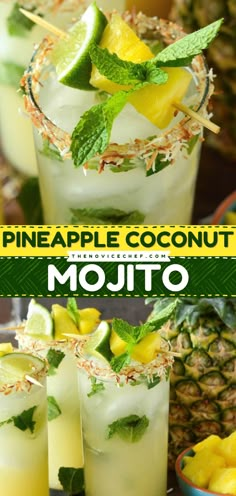 Pineapple Coconut Mojito Pineapple Coconut Mojito, Refreshing Rum Cocktails, Mojito Drink, Coconut Mojito, Tasty Cocktails, Rum Cocktail Recipes, Summer Drinks Alcohol, Mint Mojito, Mojito Recipe