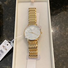 Nwt And Case For Watch, Never Worn Rosefield Watches Women, Gold Watches Women Jewellery, Watch Women's Classy, Trendy Watches Women, Rosefield Watch, Wrist Watch Women, Wrist Watches For Women, Gold Wrist Watch, Wrist Watch For Women