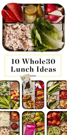 the cover of 10 whole 30 lunch ideas, with pictures of different foods and vegetables