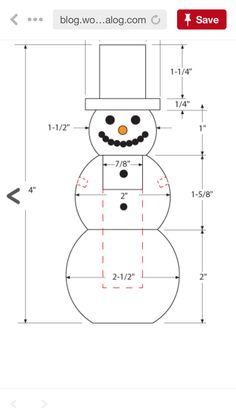 a drawing of a snowman with measurements