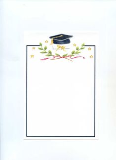 a white frame with a graduation cap and diploma on it