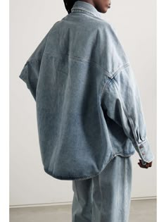 PETAR PETROV Oversized denim jacket | NET-A-PORTER Trendy Oversized Washed Shacket, Oversized Medium Wash Denim Shacket, Oversized Denim Shacket In Medium Wash, Oversized Light Wash Denim Shacket, Oversized Cotton Shacket In Medium Wash, Oversized Medium Wash Cotton Shacket, Oversized Medium Wash Shacket For Fall, Oversized Washed Denim Jacket For Fall, Denim Blue Washed Shacket With Relaxed Fit