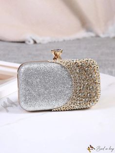 Bird in Bag - Rhinestone Evening Clutch Bag for Women - Perfect for Banquets, Weddings, and Dinners Crystal Clutch With Rhinestones, Silver Handheld Clutch With Rhinestones, Silver Bedazzled Evening Bag For Events, Rectangular Rhinestone Clutch For Prom, Silver Crystal Clutch With Bling, Rectangular Silver Crystal Evening Bag, Silver Crystal Clutch With Rhinestones, Rectangular Silver Crystal Clutch, Sparkling Crystal Evening Bag For Wedding