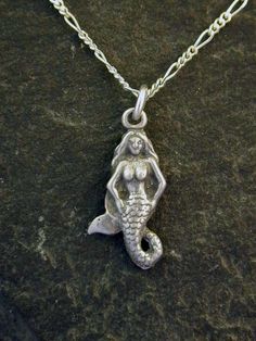 Sterling Silver Mermaid Pendant on a Sterling Silver Chain. Florida Furniture, Celtic Knot Earrings, Pendant Ideas, Mermaid Pendant, Seahorse Pendant, Mermaid Pattern, Silver Mermaid, Tahitian Black Pearls, Hand Necklace