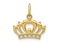 14k yellow gold crown charm with polished finish. Measures approximately 9/16"L x 9/16"W. Crown Charm, Gold Crown, Queen Bee, Queen Bees, Bee, Crown, Yellow Gold, Queen, Yellow